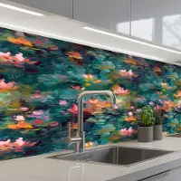 KitchenYeah Keuken achterwand 200x80 cm - Spatscherm zelfklevend Waterlelies - Vijver - Water - Muurbeschermer - Spatwand fornuis