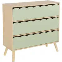 Sweeek - Kinderladekast houtdecor 3 lades, poten van grenenhout - azur
