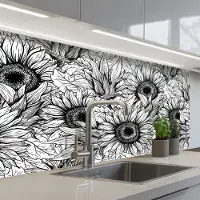 KitchenYeah Keuken achterwand 100x60 cm - Spatscherm zelfklevend Bloemen - Zonnebloem - Patroon - Muurbeschermer - Spatwand fornuis