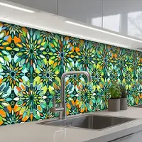 KitchenYeah Keuken achterwand 400x80 cm - Spatscherm zelfklevend Patroon - Mandala - Groen - Muurbeschermer - Spatwand fornuis