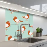 KitchenYeah Keuken achterwand 80x80 cm - Spatscherm zelfklevend Duif - Vogel - Patroon - Muurbeschermer - Spatwand fornuis