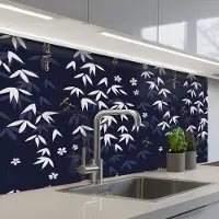 KitchenYeah Keuken achterwand 100x60 cm - Spatscherm zelfklevend Sakura - Bloesem - Patroon - Japan - Muurbeschermer - Spatwand fornuis