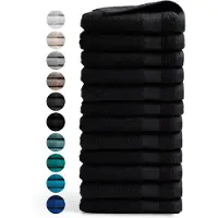 DoubleDry Handdoeken 50 x 100 - set van 12 - Hotel kwaliteit 500 g/m2 - 12x Zwart