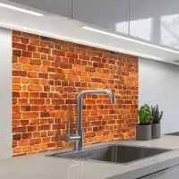 KitchenYeah Keuken achterwand 100x80 cm - Spatscherm zelfklevend Bakstenen - Muur - Rood - Muurbeschermer - Spatwand fornuis