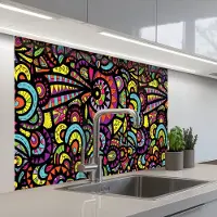 KitchenYeah Keuken achterwand 100x80 cm - Spatscherm zelfklevend Design - Mandala - Regenboog - Muurbeschermer - Spatwand fornuis