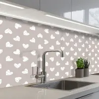 KitchenYeah Keuken achterwand 150x80 cm - Spatscherm zelfklevend Design - Lijn - Patroon - Hart - Grijs - Muurbeschermer - Spatwand fornuis