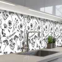 KitchenYeah Keuken achterwand 350x60 cm - Spatscherm zelfklevend Bloemen - Kruiden - Vintage - Patronen - Muurbeschermer - Spatwand fornuis