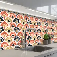 KitchenYeah Keuken achterwand 250x60 cm - Spatscherm zelfklevend Bloemen - Japan - Patronen - Muurbeschermer - Spatwand fornuis