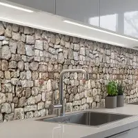 KitchenYeah Keuken achterwand 300x80 cm - Spatscherm zelfklevend Ruw - Stenen - Muur - Natuurstenen - Muurbeschermer - Spatwand fornuis