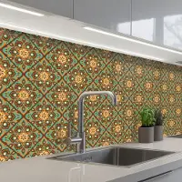 KitchenYeah Keuken achterwand 200x60 cm - Spatscherm zelfklevend Bloemen - Vintage - Patronen - Bohemian - Mandala - Muurbeschermer - Spatwand fornuis