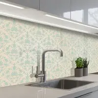 KitchenYeah Keuken achterwand 200x80 cm - Spatscherm zelfklevend Damast - Vintage - Pastel - Design - Muurbeschermer - Spatwand fornuis