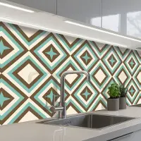 KitchenYeah Keuken achterwand 250x80 cm - Spatscherm zelfklevend Jaren 50 - Ster - Design - Muurbeschermer - Spatwand fornuis