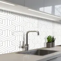 KitchenYeah Keuken achterwand 250x80 cm - Spatscherm zelfklevend Patronen - Abstract - Zwart - Wit - Geometrie - Muurbeschermer - Spatwand fornuis