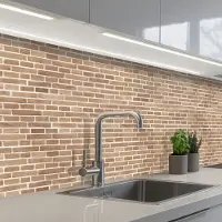 KitchenYeah Keuken achterwand 300x80 cm - Spatscherm zelfklevend Stenen - Bruin - Licht - Patroon - Muurbeschermer - Spatwand fornuis