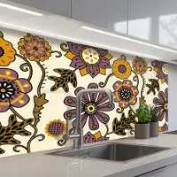 KitchenYeah Keuken achterwand 100x60 cm - Spatscherm zelfklevend Bloemen - Bohemian - Vintage - Cartoon - Muurbeschermer - Spatwand fornuis