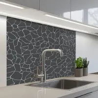 KitchenYeah Keuken achterwand 100x80 cm - Spatscherm zelfklevend Design - Geometrie - Zwart - Muurbeschermer - Spatwand fornuis