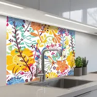 KitchenYeah Keuken achterwand 100x80 cm - Spatscherm zelfklevend Bloemen - Planten - Regenboog - Patronen - Muurbeschermer - Spatwand fornuis
