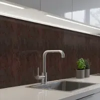KitchenYeah Keuken achterwand 250x60 cm - Spatscherm zelfklevend Metaal - Roest print - Donker - Bruin - Muurbeschermer - Spatwand fornuis