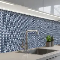 KitchenYeah Keuken achterwand 500x80 cm - Spatscherm zelfklevend Japan - Boog - Patronen - Muurbeschermer - Spatwand fornuis
