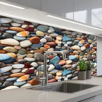 KitchenYeah Keuken achterwand 100x60 cm - Spatscherm zelfklevend Kleuren - Strepen - Kiezels - Muurbeschermer - Spatwand fornuis