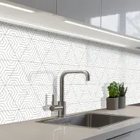 KitchenYeah Keuken achterwand 500x80 cm - Spatscherm zelfklevend Abstract - Patronen - Design - Driehoek - Muurbeschermer - Spatwand fornuis