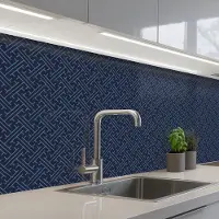 KitchenYeah Keuken achterwand 200x60 cm - Spatscherm zelfklevend Japans - Patronen - Geometrie - Muurbeschermer - Spatwand fornuis