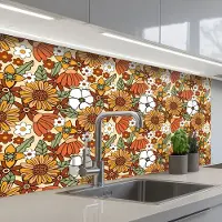 KitchenYeah Keuken achterwand 100x60 cm - Spatscherm zelfklevend Bloemen - Vintage - Patronen - Muurbeschermer - Spatwand fornuis