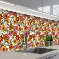 KitchenYeah Keuken achterwand 250x60 cm - Spatscherm zelfklevend Vintage - Bloemen - Patronen - Muurbeschermer - Spatwand fornuis