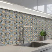 KitchenYeah Keuken achterwand 150x80 cm - Spatscherm zelfklevend Bruin - Patronen - Geometrie - Muurbeschermer - Spatwand fornuis