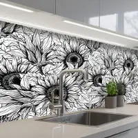 KitchenYeah Keuken achterwand 200x80 cm - Spatscherm zelfklevend Bloemen - Zonnebloem - Patroon - Muurbeschermer - Spatwand fornuis
