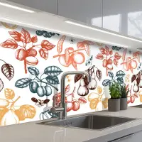 KitchenYeah Keuken achterwand 200x80 cm - Spatscherm zelfklevend Fruit - Vintage - Boom - Design - Muurbeschermer - Spatwand fornuis