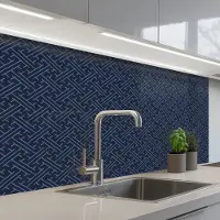 KitchenYeah Keuken achterwand 100x60 cm - Spatscherm zelfklevend Japans - Patronen - Geometrie - Muurbeschermer - Spatwand fornuis