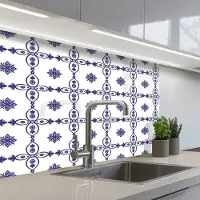 KitchenYeah Keuken achterwand 80x60 cm - Spatscherm zelfklevend Portugal - Patronen - Blauw - Muurbeschermer - Spatwand fornuis