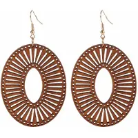 Charme Bijoux Zilveren oorhangers -Bruin hout - Oorbellen-