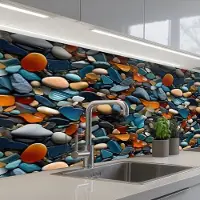 KitchenYeah Keuken achterwand 150x60 cm - Spatscherm zelfklevend Glasachtig - Levendige - Stenen - Muurbeschermer - Spatwand fornuis