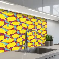 KitchenYeah Keuken achterwand 80x60 cm - Spatscherm zelfklevend Citroenen - Geel - Stippen - Oranje - Muurbeschermer - Spatwand fornuis