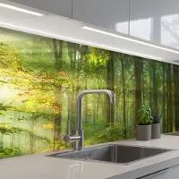 KitchenYeah Keuken achterwand 250x80 cm - Spatscherm zelfklevend Zon - Bos - Bomen - Natuur - Herfst - Muurbeschermer - Spatwand fornuis