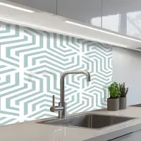 KitchenYeah Keuken achterwand 80x60 cm - Spatscherm zelfklevend Patroon - Lijn - Design - Groen - Muurbeschermer - Spatwand fornuis