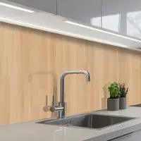 KitchenYeah Keuken achterwand 200x80 cm - Spatscherm zelfklevend Naturel - Hout - Plank - Patronen - Muurbeschermer - Spatwand fornuis