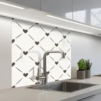 KitchenYeah Keuken achterwand 80x80 cm - Spatscherm zelfklevend Design - Geometrie - Patroon - Hart - Muurbeschermer - Spatwand fornuis
