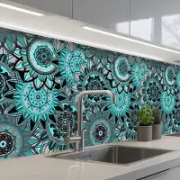 KitchenYeah Keuken achterwand 300x80 cm - Spatscherm zelfklevend Mandala - Bloemen - Design - Muurbeschermer - Spatwand fornuis