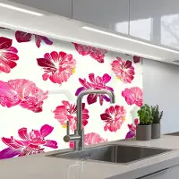 KitchenYeah Keuken achterwand 80x60 cm - Spatscherm zelfklevend Bloemen - Roze - Patroon - Muurbeschermer - Spatwand fornuis