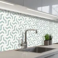 KitchenYeah Keuken achterwand 400x60 cm - Spatscherm zelfklevend Patronen - Abstract - Groen - Geometrie - Muurbeschermer - Spatwand fornuis