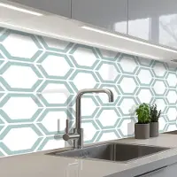 KitchenYeah Keuken achterwand 250x80 cm - Spatscherm zelfklevend Patroon - Lijn - Design - Hexagon - Muurbeschermer - Spatwand fornuis