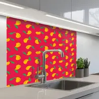 KitchenYeah Keuken achterwand 100x80 cm - Spatscherm zelfklevend Roze - Mango - Blauwe - Streepjes - Muurbeschermer - Spatwand fornuis