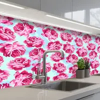 KitchenYeah Keuken achterwand 150x60 cm - Spatscherm zelfklevend Bloemen - Rozen - Patroon - Muurbeschermer - Spatwand fornuis