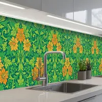 KitchenYeah Keuken achterwand 350x60 cm - Spatscherm zelfklevend Bladeren - Bloemen - Boho - Hippie - Patronen - Muurbeschermer - Spatwand fornuis