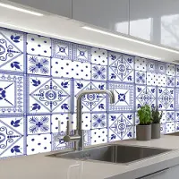 KitchenYeah Keuken achterwand 150x80 cm - Spatscherm zelfklevend Tegels - Patronen - Delfts Blauw - Muurbeschermer - Spatwand fornuis