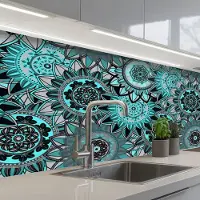 KitchenYeah Keuken achterwand 150x60 cm - Spatscherm zelfklevend Mandala - Bloemen - Design - Muurbeschermer - Spatwand fornuis