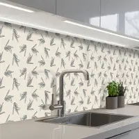 KitchenYeah Keuken achterwand 400x60 cm - Spatscherm zelfklevend Wespen - Patroon - Jaren 50 - Muurbeschermer - Spatwand fornuis